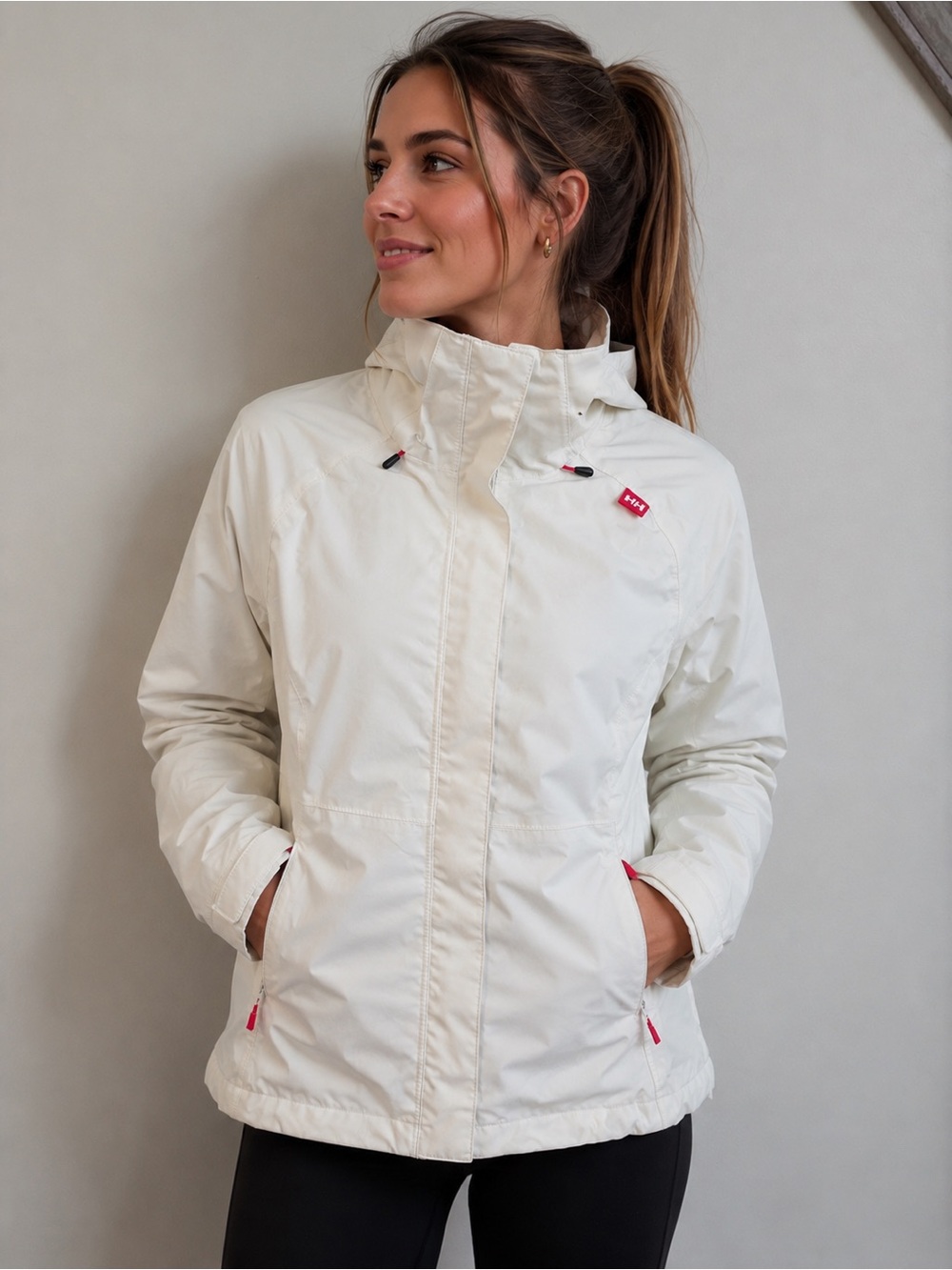 Helly Hansen Cream Hooded Ski Jacket xsmall